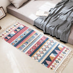 Modern Bedroom Rug Multicolored Geometric Pattern Rug Made of Cotton Pet Friendly Machine Washable Indoor Rug