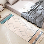 Modern Bedroom Rug Multicolored Geometric Pattern Rug Made of Cotton Pet Friendly Machine Washable Indoor Rug