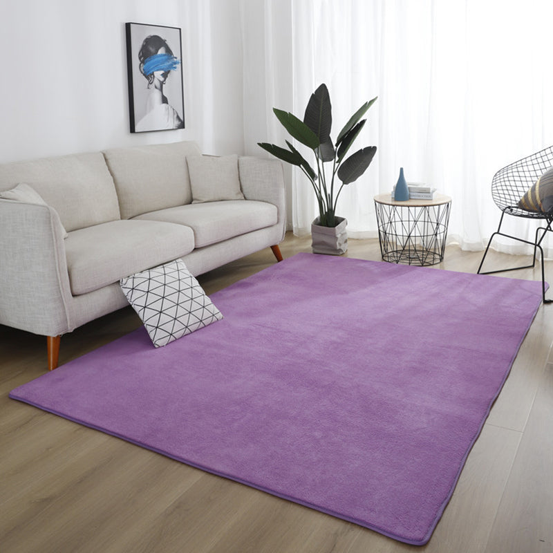 Simple Living Room Rug Multicolored Solid Color Rug Cotton Non-Slip Backing Easy Care Indoor Rug