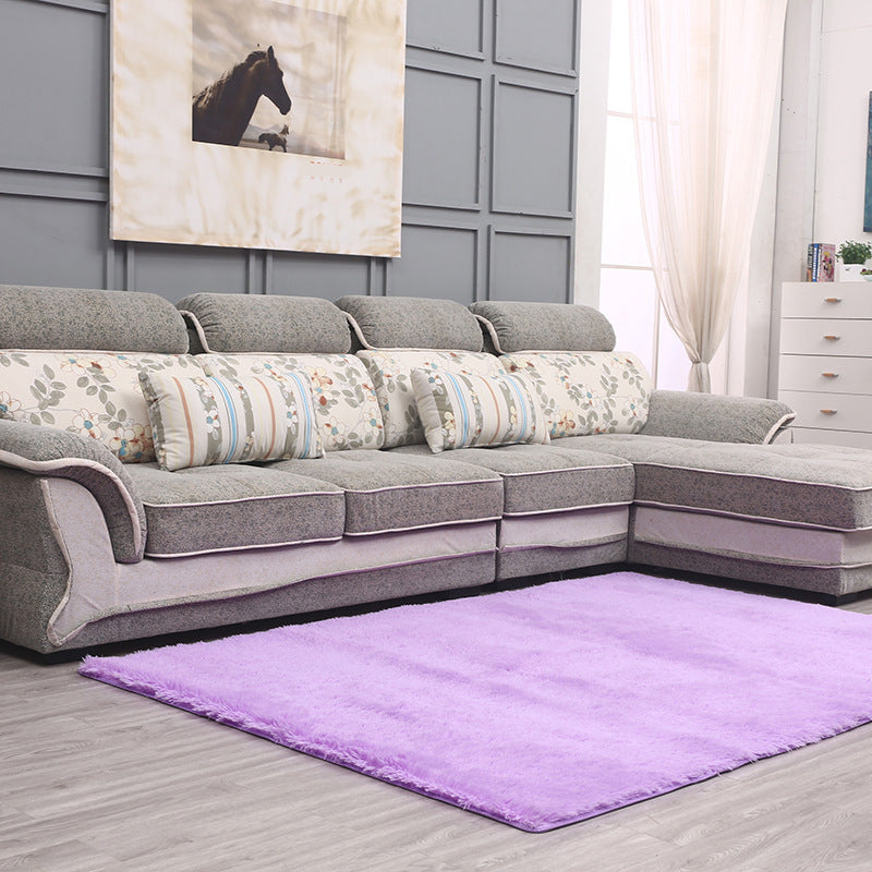 Simple Living Room Rug Multicolor Solid Area Rug Lambswool Non-Slip Easy Care Indoor Rug