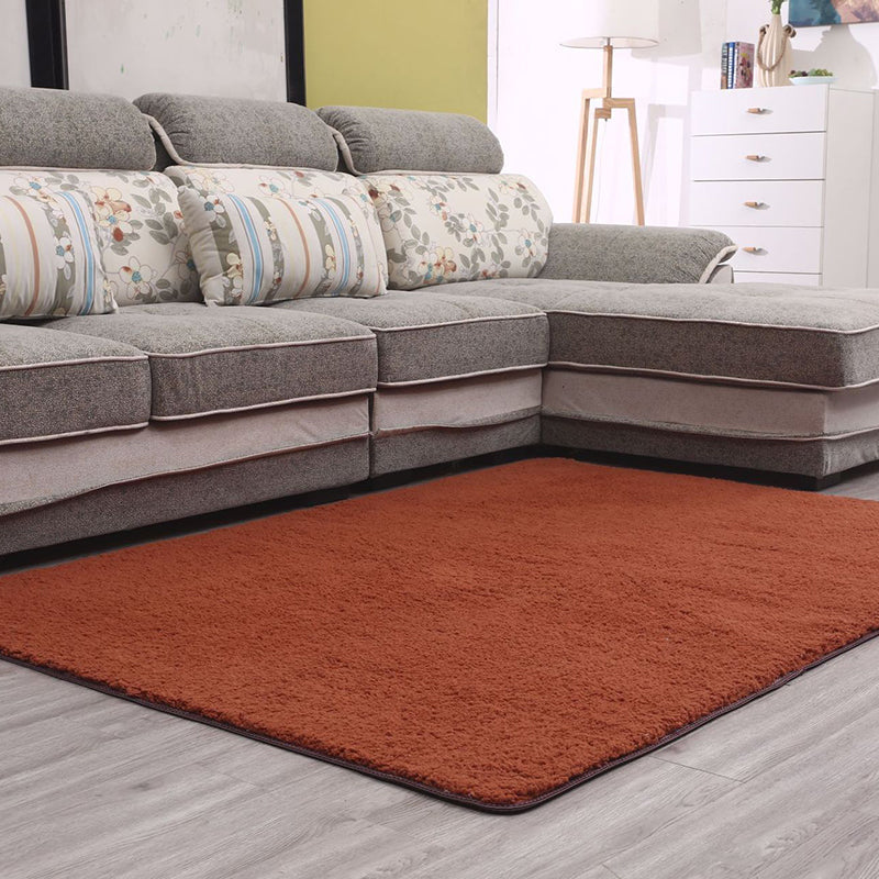 Simple Living Room Rug Multicolor Solid Area Rug Lambswool Non-Slip Easy Care Indoor Rug