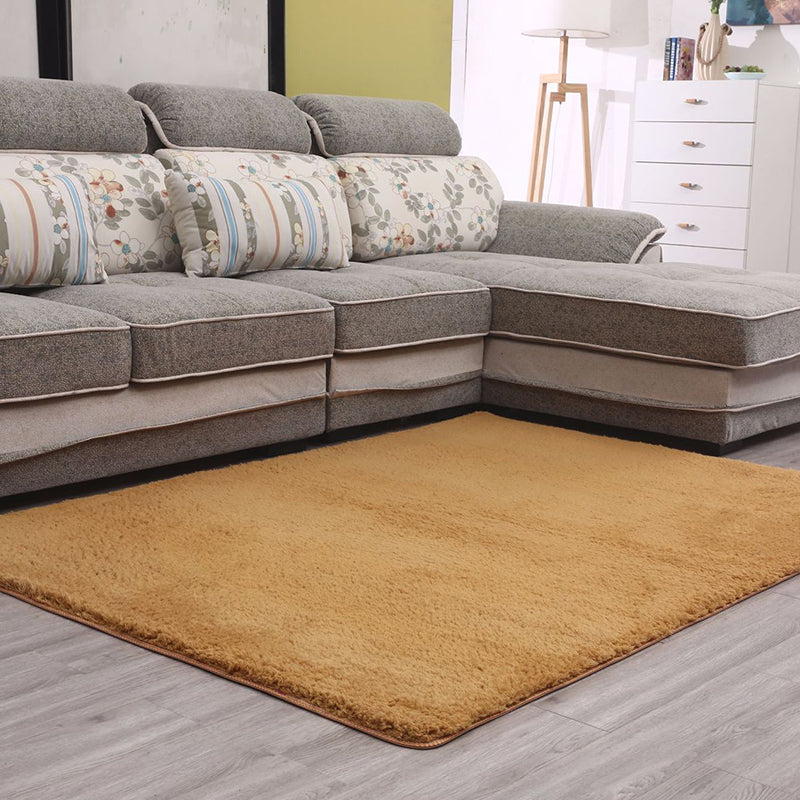 Simple Living Room Rug Multicolor Solid Area Rug Lambswool Non-Slip Easy Care Indoor Rug