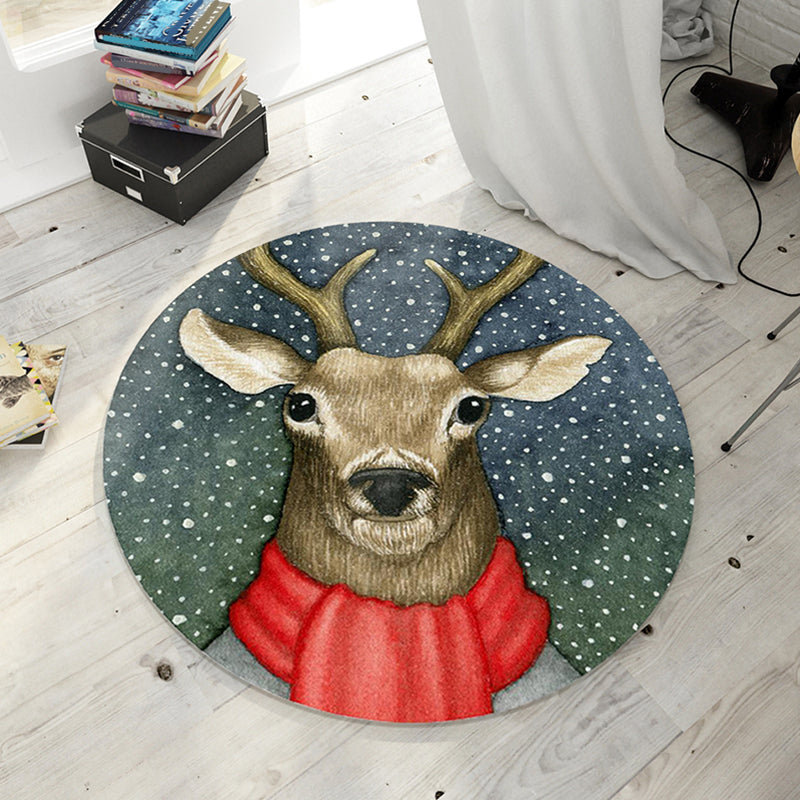 Modern living room rug Multicolored rug with animal print Polyester Non-slip backing Easy-care rug