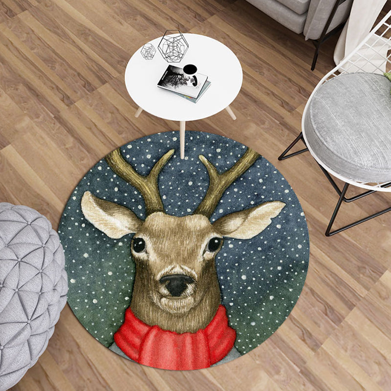 Modern living room rug Multicolored rug with animal print Polyester Non-slip backing Easy-care rug