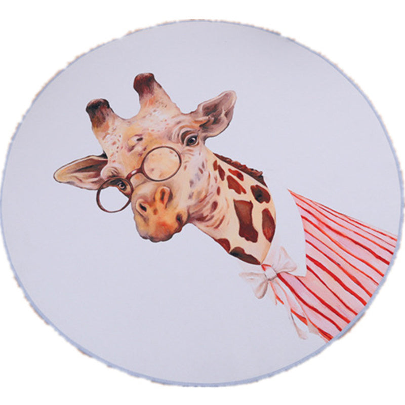 Sweet Bedroom Rug Multicolored Animal Print Rug PVC Easy Care Stain Resistant Indoor Rug