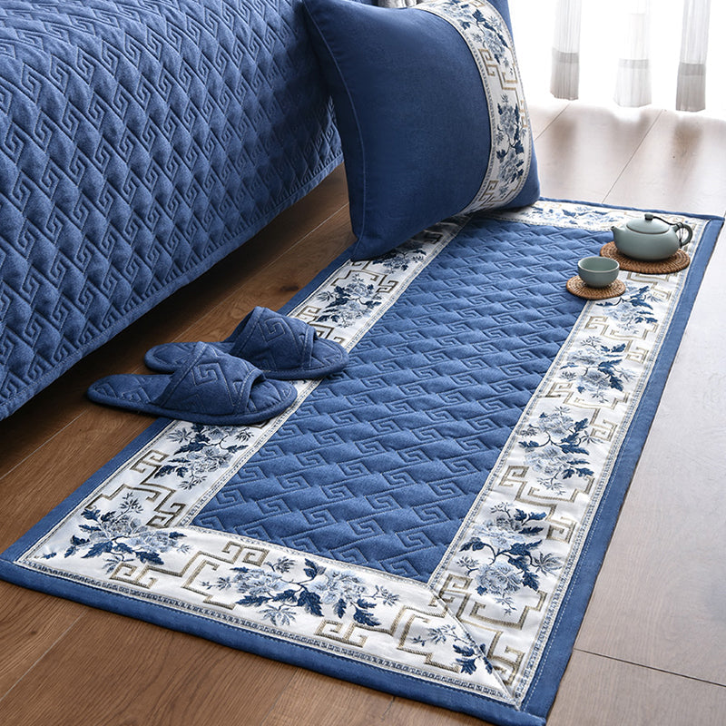Multi-colored Asia Rug Polypropylene Flower Print Carpet Non-slip Backing Pet-friendly Carpet for Bedroom
