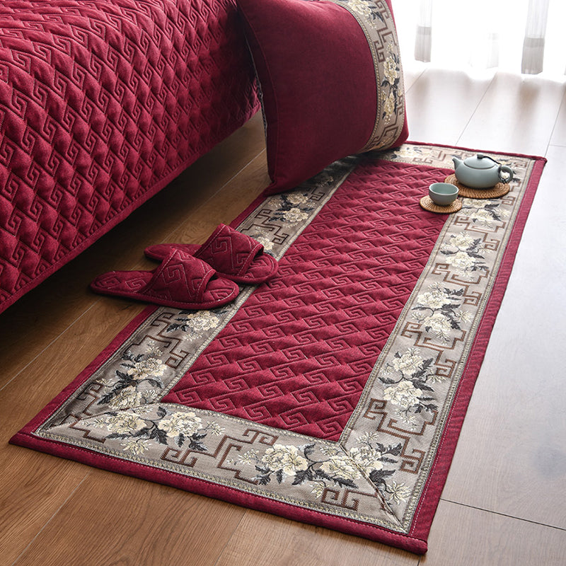 Multi-colored Asia Rug Polypropylene Flower Print Carpet Non-slip Backing Pet-friendly Carpet for Bedroom