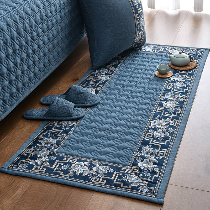 Multi-colored Asia Rug Polypropylene Flower Print Carpet Non-slip Backing Pet-friendly Carpet for Bedroom