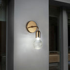 Industrial Style Bulb-Shaped Wall Lamp Single Pane Glass Wall Lamp Fixture in Brass