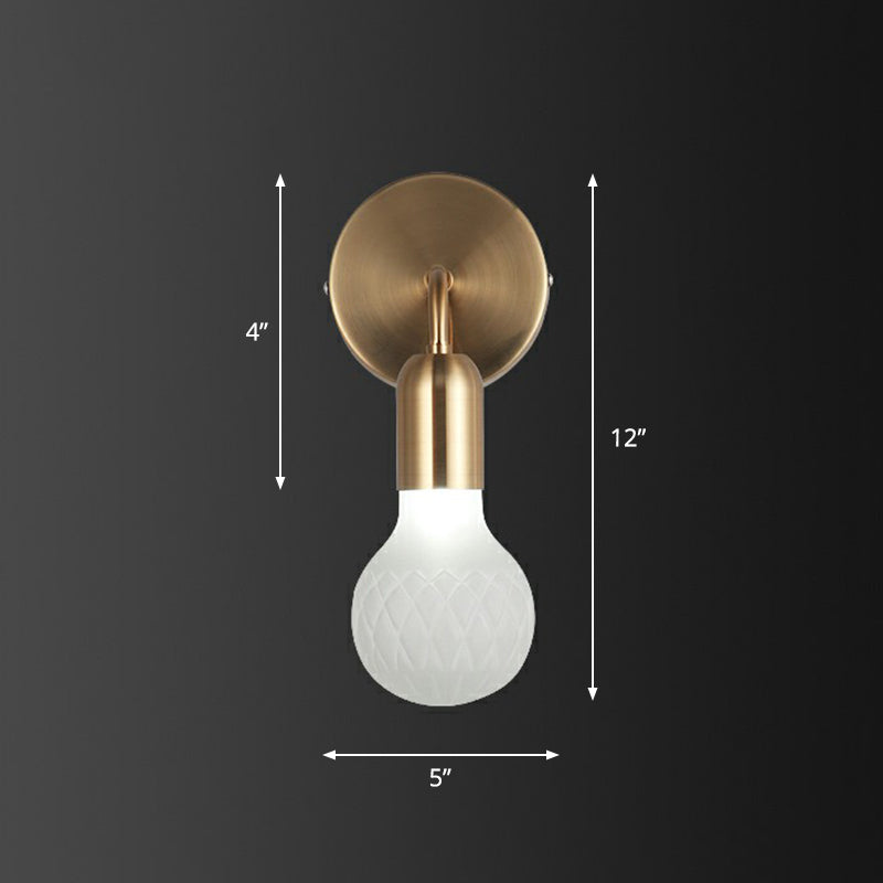 Industrial Style Bulb-Shaped Wall Lamp Single Pane Glass Wall Lamp Fixture in Brass