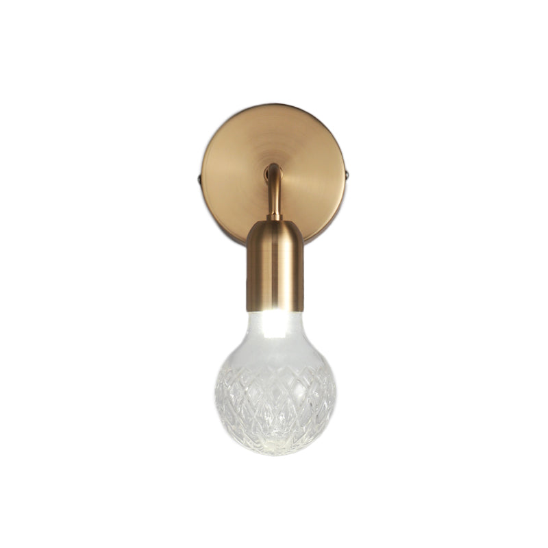 Industrial Style Bulb-Shaped Wall Lamp Single Pane Glass Wall Lamp Fixture in Brass