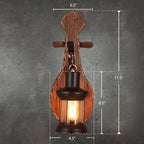 Nautical Novelty Guitar Wall Light Fixture 1-Light Wooden Sconce with Lantern Lampshade
