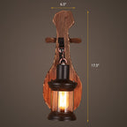 Nautical Novelty Guitar Wall Light Fixture 1-Light Wooden Sconce with Lantern Lampshade