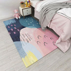 Nordic bedroom carpet multicolored color block indoor carpet cotton blend easy maintenance washable rug