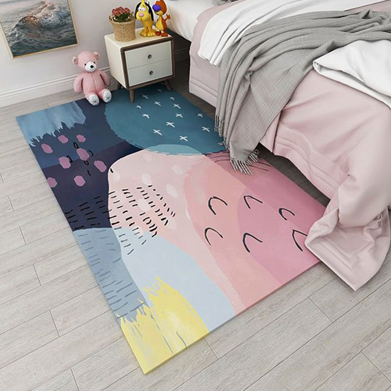 Nordic bedroom carpet multicolored color block indoor carpet cotton blend easy maintenance washable rug