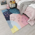 Nordic bedroom carpet multicolored color block indoor carpet cotton blend easy maintenance washable rug