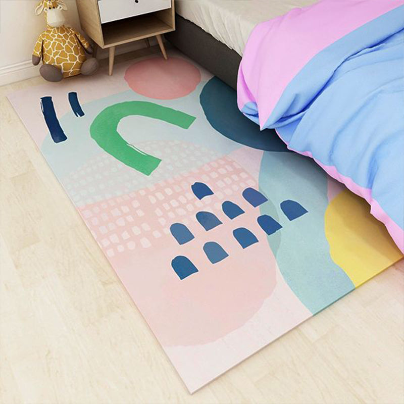 Nordic bedroom carpet multicolored color block indoor carpet cotton blend easy maintenance washable rug