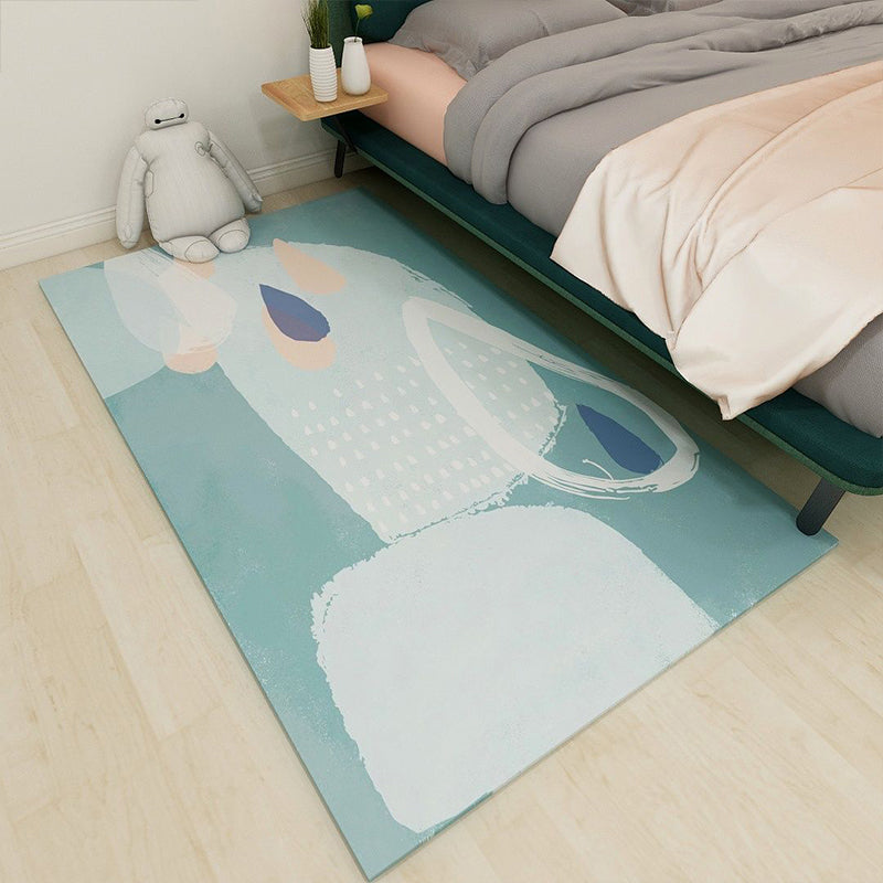 Nordic bedroom carpet multicolored color block indoor carpet cotton blend easy maintenance washable rug