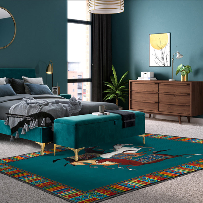 Modern bedroom carpet Multicolor animal print indoor carpet Polyester non-slip backing pet-friendly rug