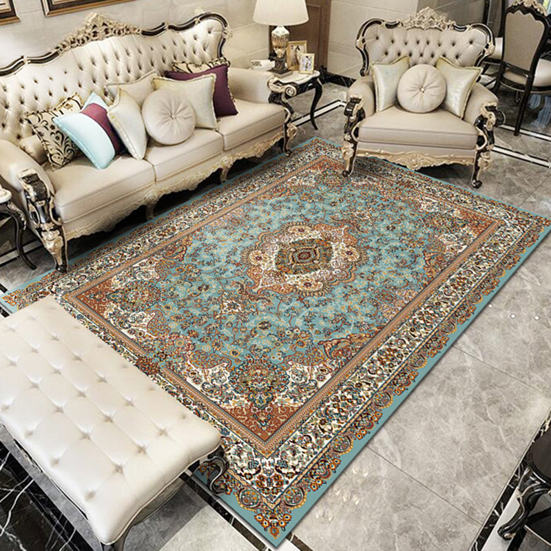 Nostalgia Floral Printed Rug Multicolor Synthetic Indoor Rug Non-Slip Backing Washable Rug for the Living Room