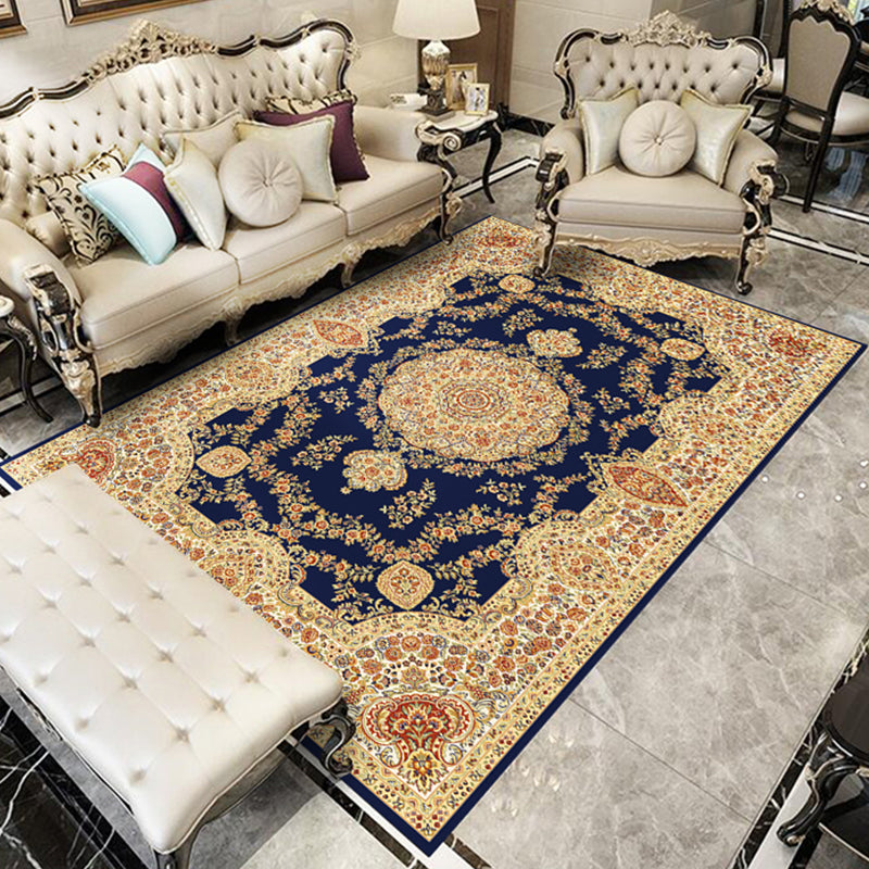 Nostalgia Floral Printed Rug Multicolor Synthetic Indoor Rug Non-Slip Backing Washable Rug for the Living Room