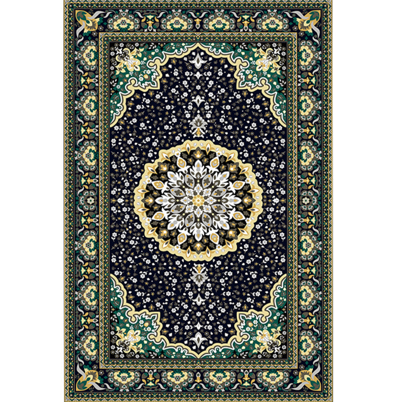 Nostalgia Floral Printed Rug Multicolor Synthetic Indoor Rug Non-Slip Backing Washable Rug for the Living Room