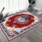 Retro Multicolor Moroccan Carpet Polyester Geo Pattern Indoor Carpet Non-Slip Back Pet-Friendly Area Rug for Bedroom