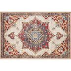 Retro Multicolor Moroccan Carpet Polyester Geo Pattern Indoor Carpet Non-Slip Back Pet-Friendly Area Rug for Bedroom