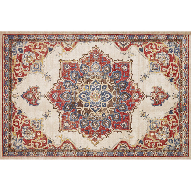 Retro Multicolor Moroccan Carpet Polyester Geo Pattern Indoor Carpet Non-Slip Back Pet-Friendly Area Rug for Bedroom