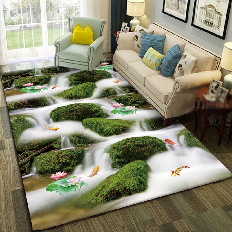 Multicolor Living Room Rug Trendy Floral Print Indoor Carpet Cotton Blend Easy Care Pet Friendly Rug