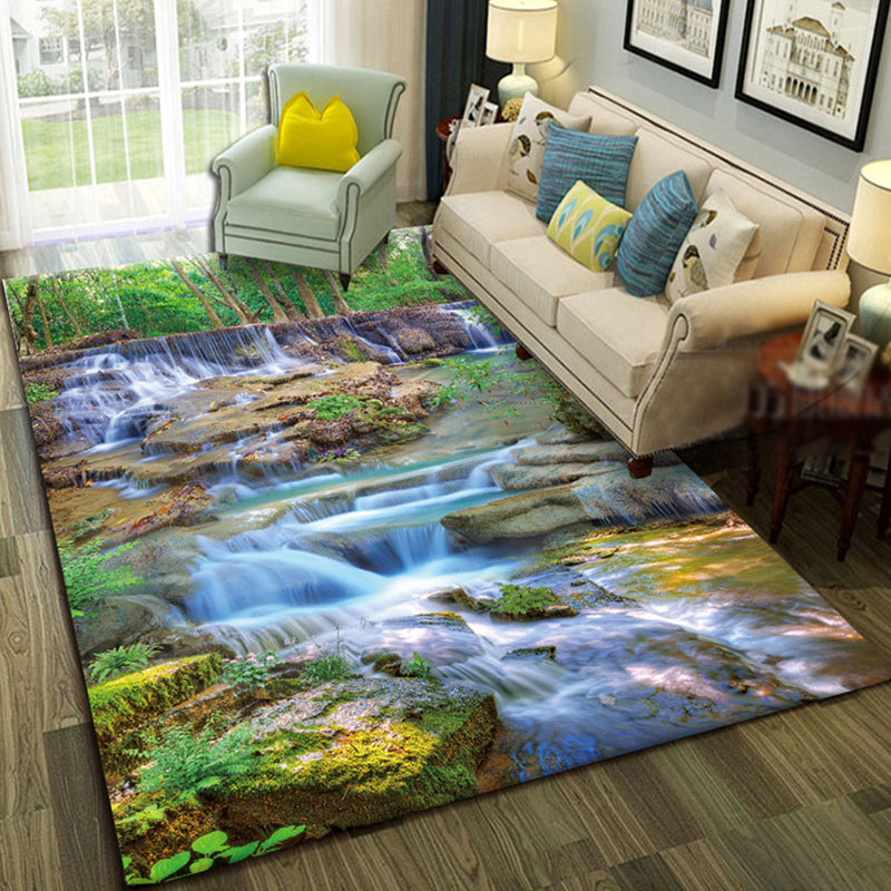 Multicolor Living Room Rug Trendy Floral Print Indoor Carpet Cotton Blend Easy Care Pet Friendly Rug