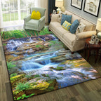 Multicolor Living Room Rug Trendy Floral Print Indoor Carpet Cotton Blend Easy Care Pet Friendly Rug