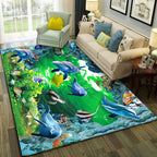 Multicolor Living Room Rug Trendy Floral Print Indoor Carpet Cotton Blend Easy Care Pet Friendly Rug