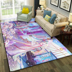 Multicolor Living Room Rug Trendy Floral Print Indoor Carpet Cotton Blend Easy Care Pet Friendly Rug