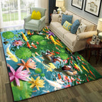 Multicolor Living Room Rug Trendy Floral Print Indoor Carpet Cotton Blend Easy Care Pet Friendly Rug