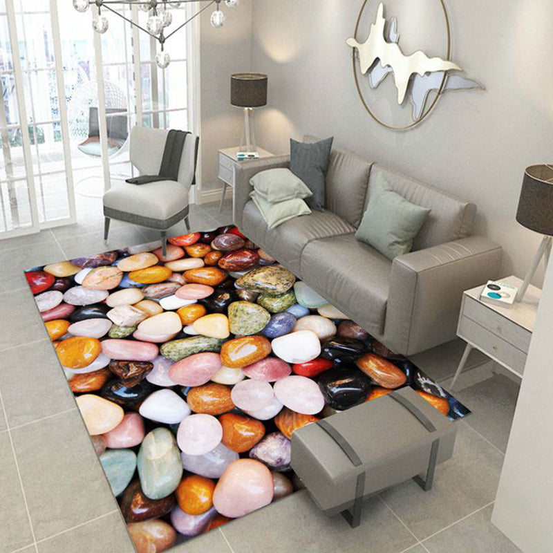 Multicolored floral print rug made of cotton blend Scandinavian rug Pet friendly Machine washable rug for parlor