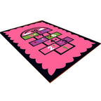 Multicolored floral print rug made of cotton blend Scandinavian rug Pet friendly Machine washable rug for parlor