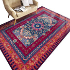 Multicolored geometric patterned rug polypropylene retro rug with non-slip backing pet-friendly rug for home
