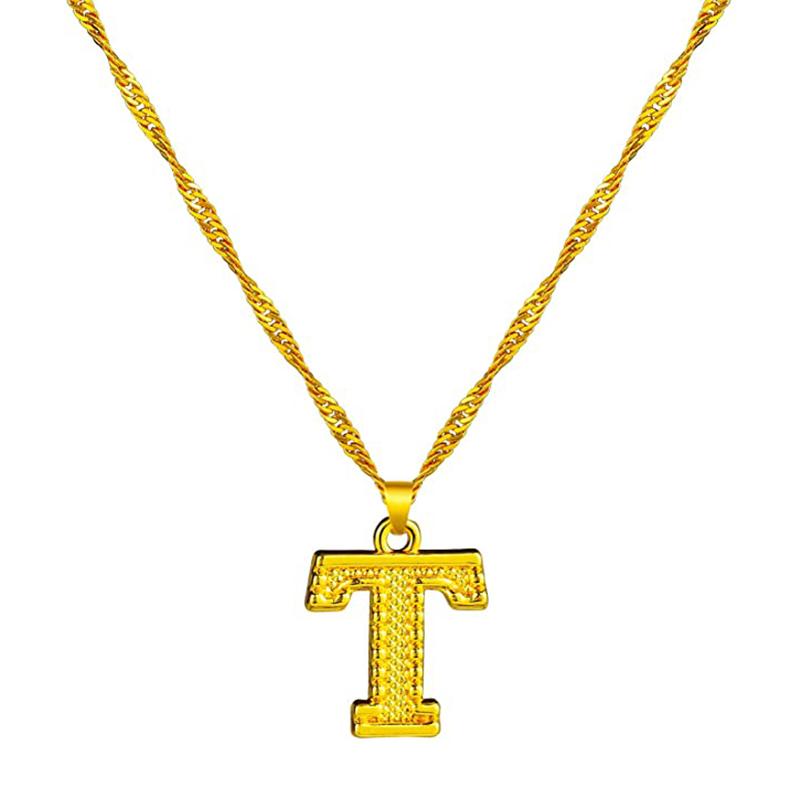 18K gold-plated initial letter necklace