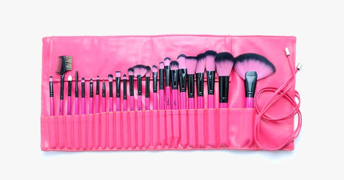 Hot Pink 24-Piece Makeup Brush Set