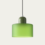 Glass light in subtle colors of the kitchen