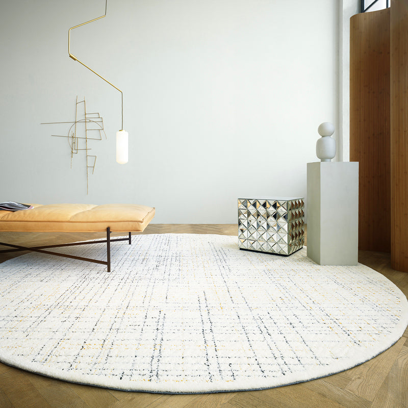 Nordic Decoration Rug Beige Check Printed Indoor Rug Polyester Non-Slip Backing Easy Care Rug