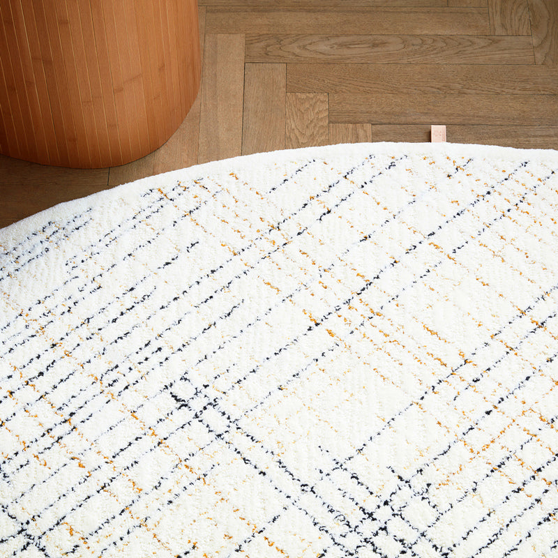 Nordic Decoration Rug Beige Check Printed Indoor Rug Polyester Non-Slip Backing Easy Care Rug