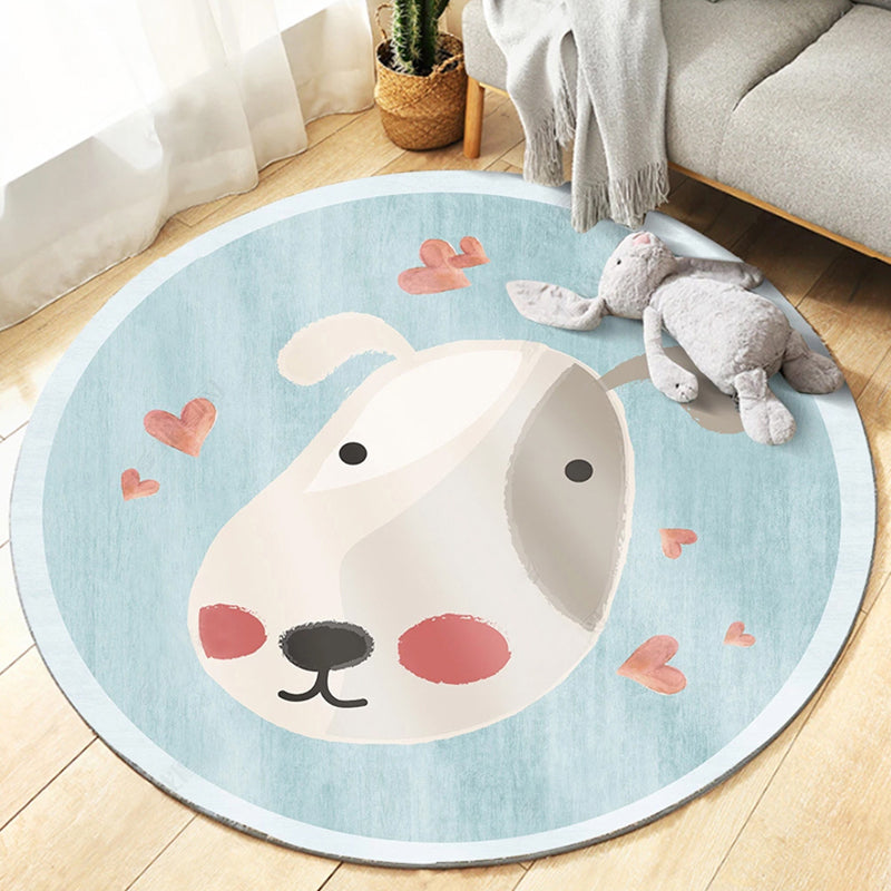 Cute Bedroom Rug Multicolored Cartoon Printed Carpet Synthetic Non-Slip Back Washable Indoor Rug