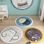 Nordic Cartoon Printed Rug Multicolored Synthetic Area Rug Non-Slip Back Pet-Friendly Indoor Rug for Children