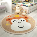 Trendy Children's Room Rug Multicolored Cartoon Animal Print Indoor Rug Synthetic Easy Care Pet Friendly Washable Rug