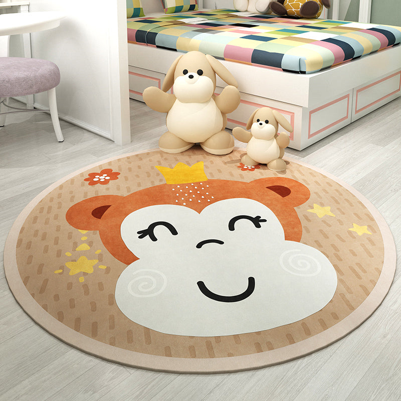 Trendy Children's Room Rug Multicolored Cartoon Animal Print Indoor Rug Synthetic Easy Care Pet Friendly Washable Rug