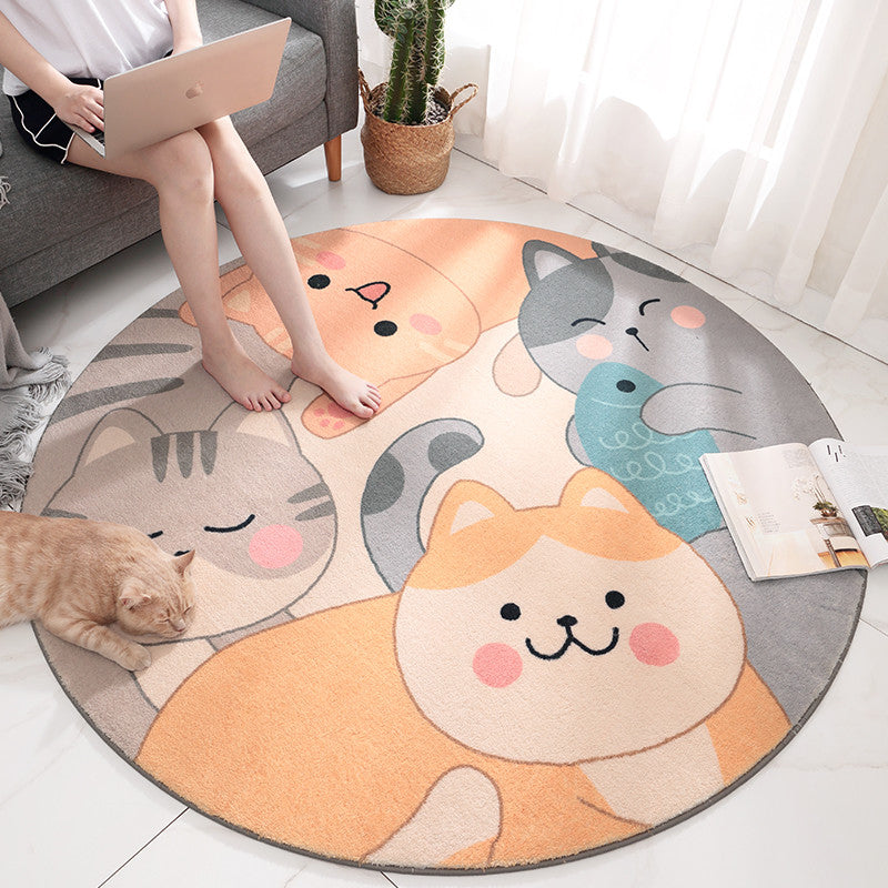Relaxing Kids Room Carpet Multi Color Cartoon Print Indoor Carpet Lamb Wool Non-Slip Underlay Pet-Friendly Area Rug
