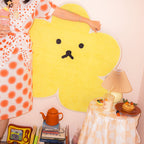 Relaxing Bedroom Rug Yellow Cartoon Printed Indoor Rug Polyester Non-Slip Back Stain-Resistant Area Rug
