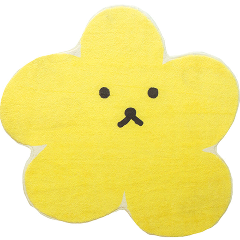 Relaxing Bedroom Rug Yellow Cartoon Printed Indoor Rug Polyester Non-Slip Back Stain-Resistant Area Rug